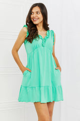 Minty Fresh Full Size Ruffle Mini Dress