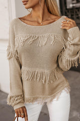 Boho Fringed Knitted Sweater