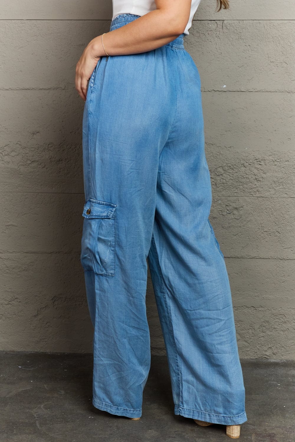 Out Of Site Full Size Denim Cargo Pants