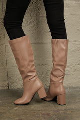 Persuasion Block Heel Knee High Boots