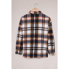 Plaid Button Front Shirt Jacket with Breast Pockets