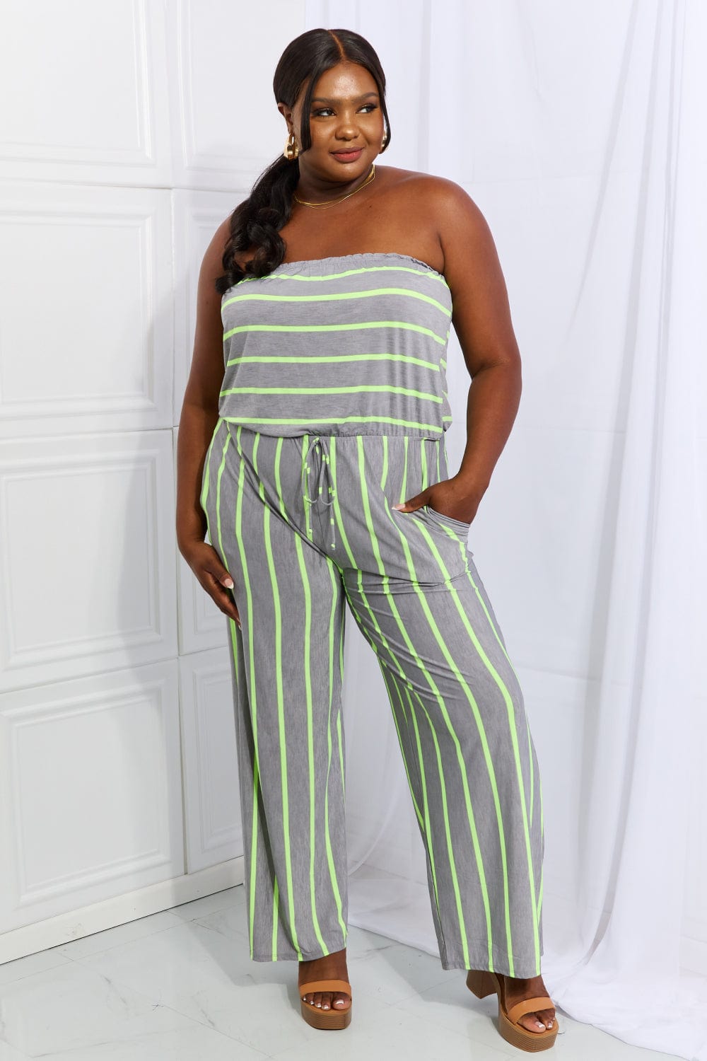 Pop Of Color Full Size Sleeveless Striped Jumpsuit