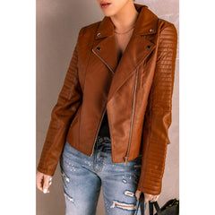 Ribbed Faux Leather Jacket