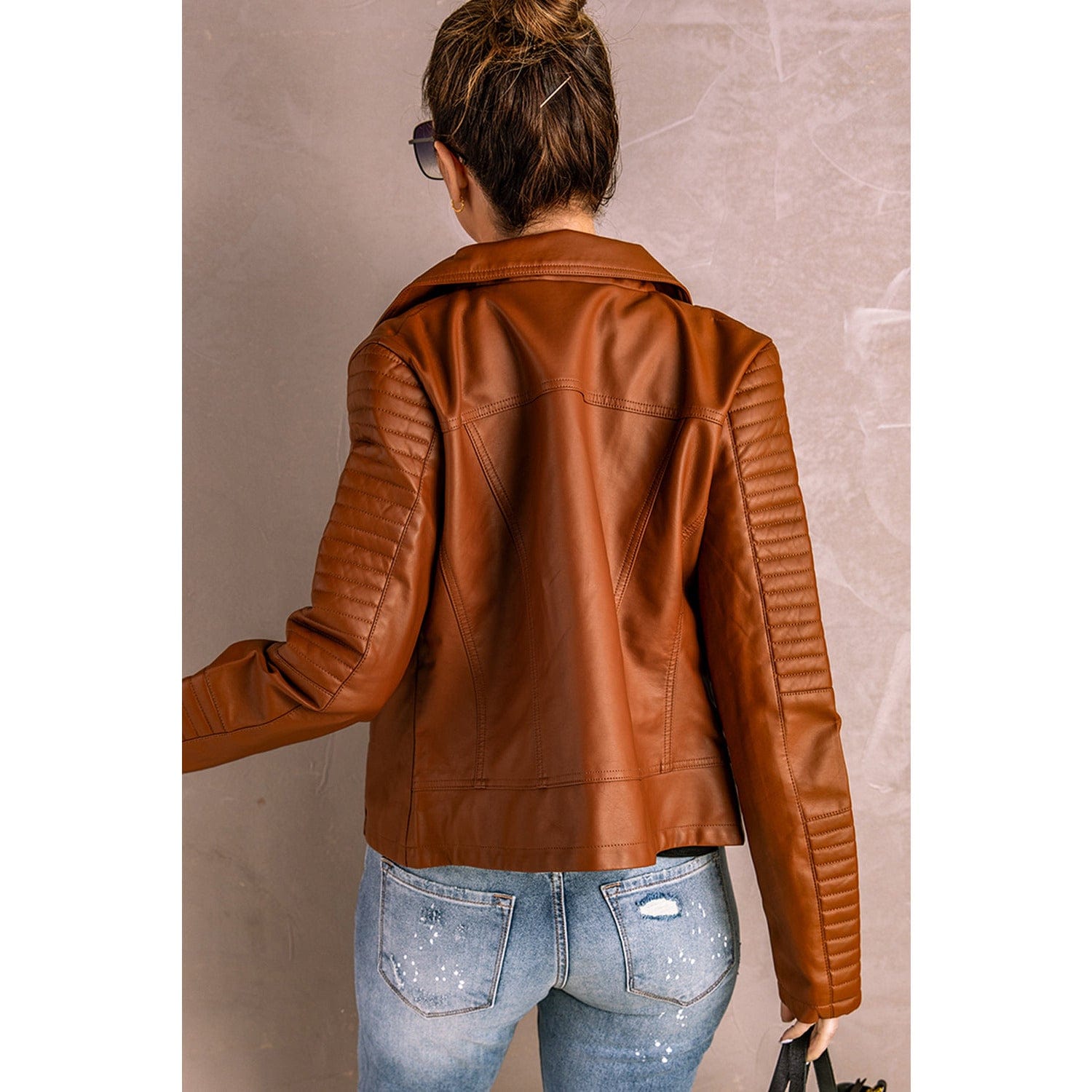 Ribbed Faux Leather Jacket