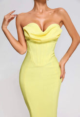 Seam Detail Strapless Sweetheart Neck Dress