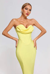 Seam Detail Strapless Sweetheart Neck Dress