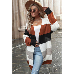 Striped Open Front Longline Cardigan