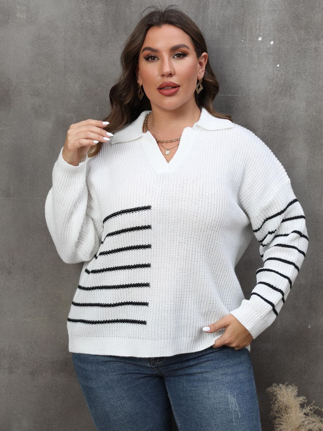 Striped V-Neck Sweater