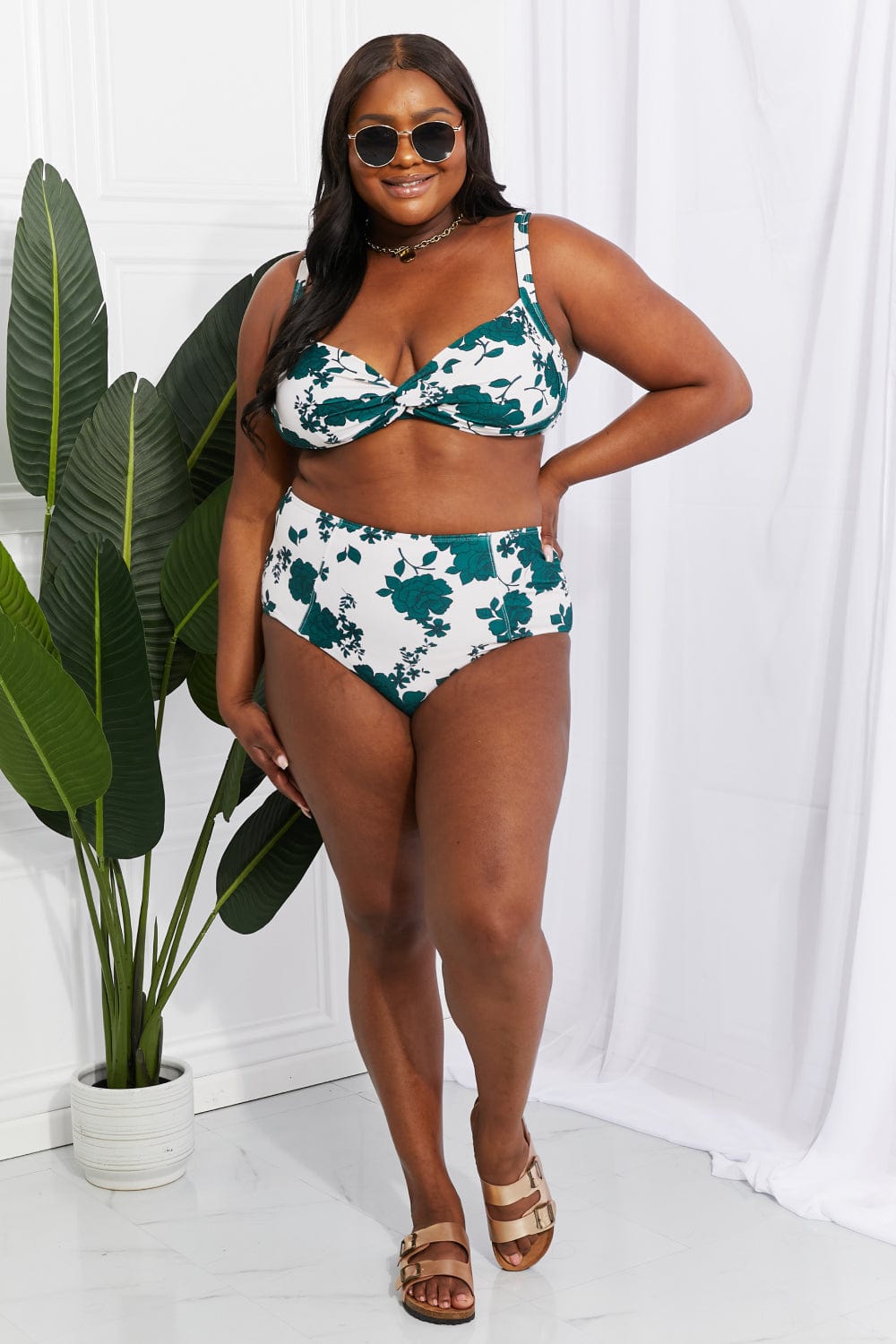 Swim Take A Dip Twist High-Rise Bikini in Forest