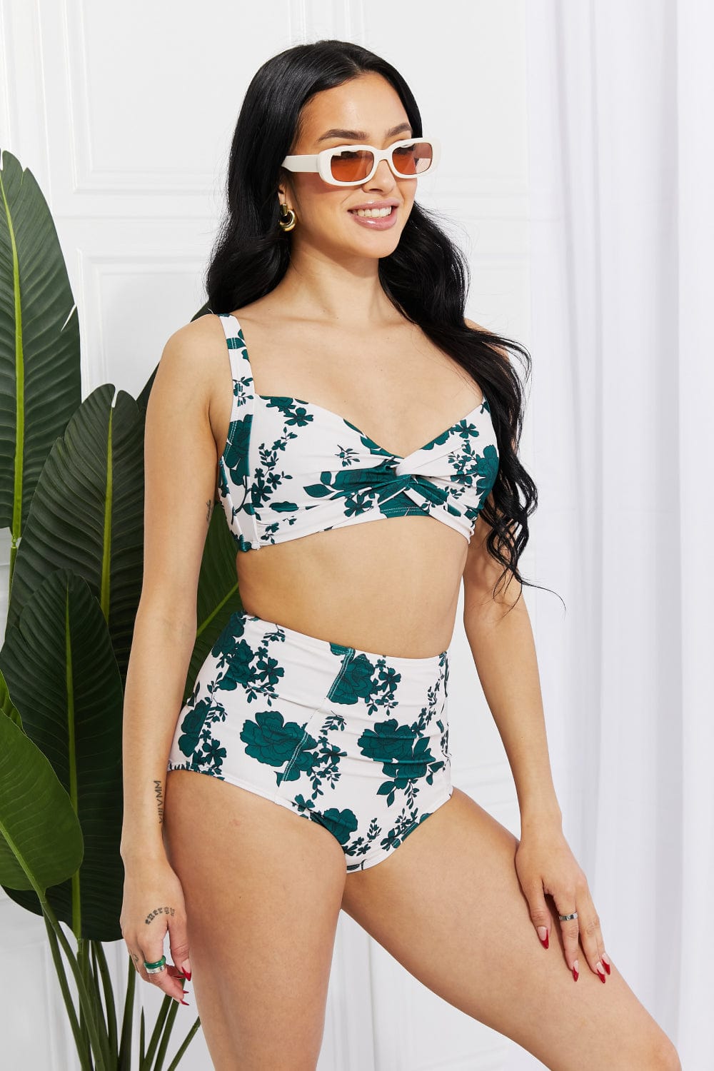 Swim Take A Dip Twist High-Rise Bikini in Forest