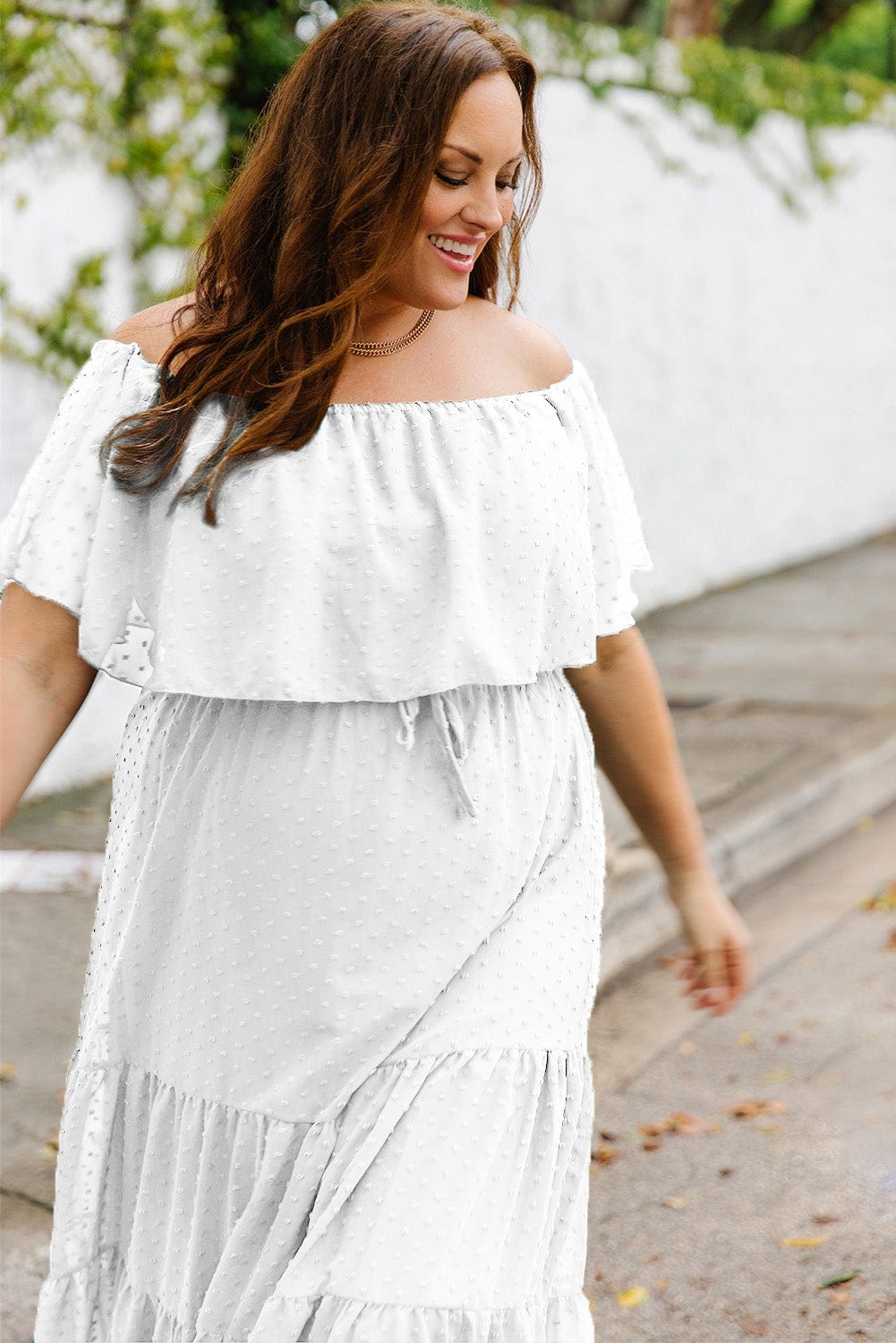 Swiss Dot Off-Shoulder Tiered Dress