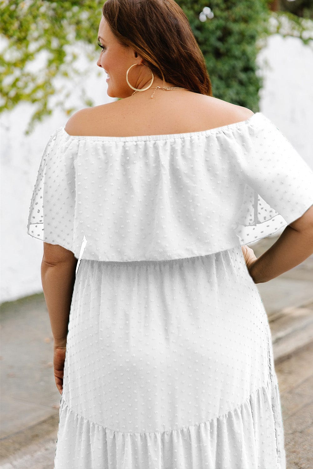 Swiss Dot Off-Shoulder Tiered Dress