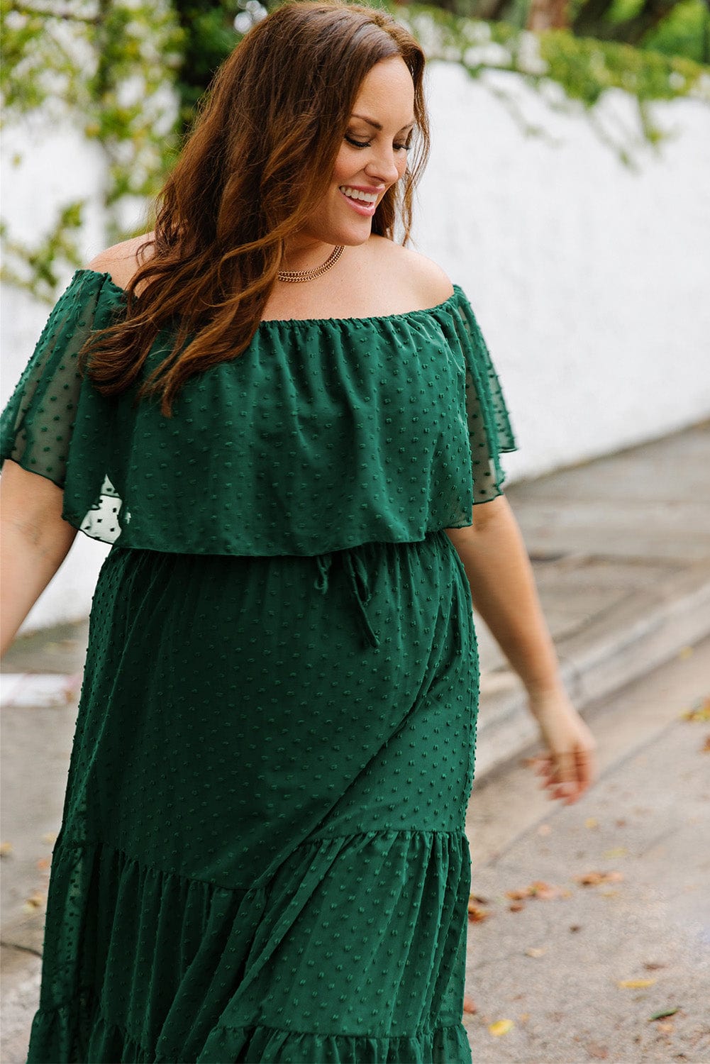 Swiss Dot Off-Shoulder Tiered Dress