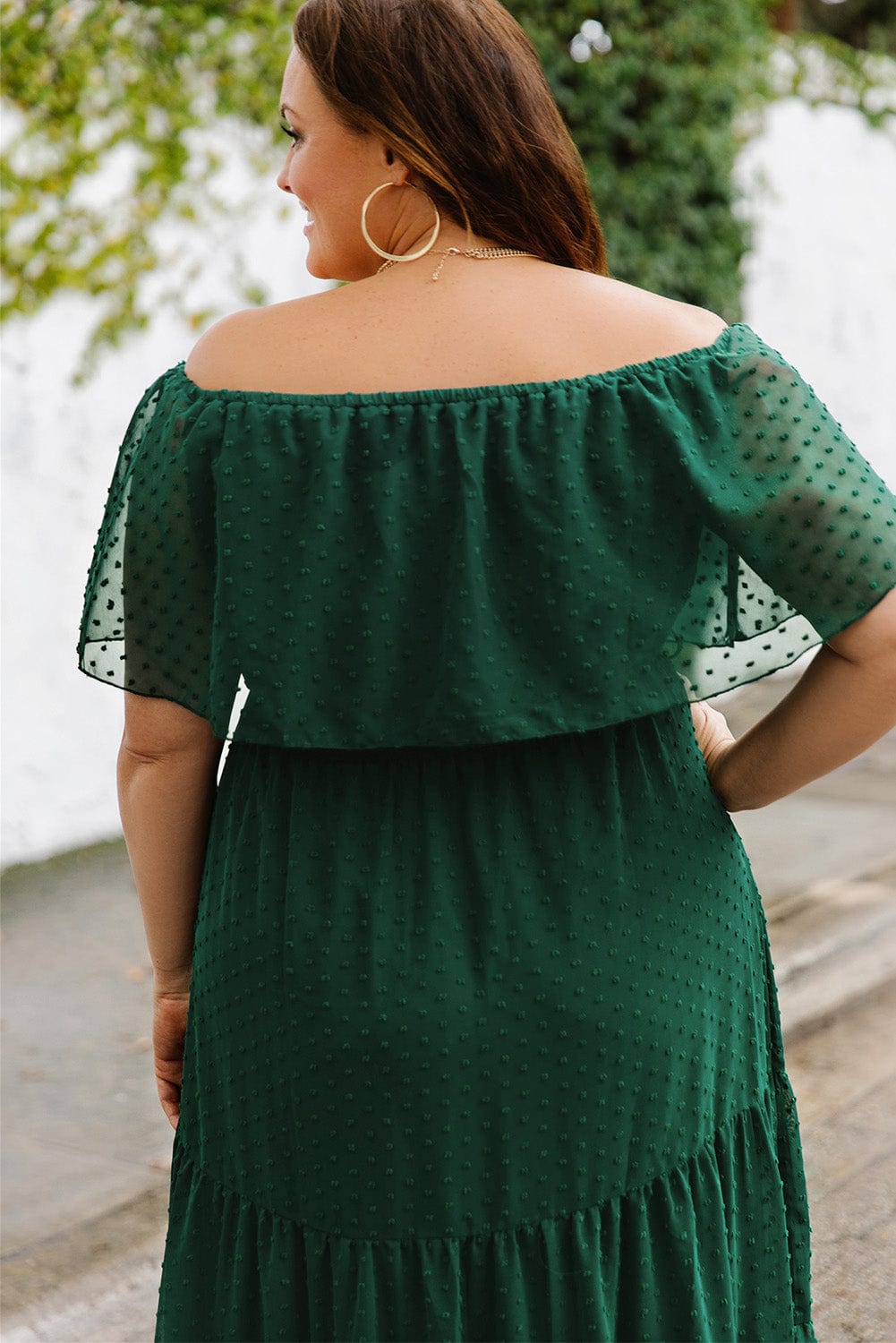 Swiss Dot Off-Shoulder Tiered Dress