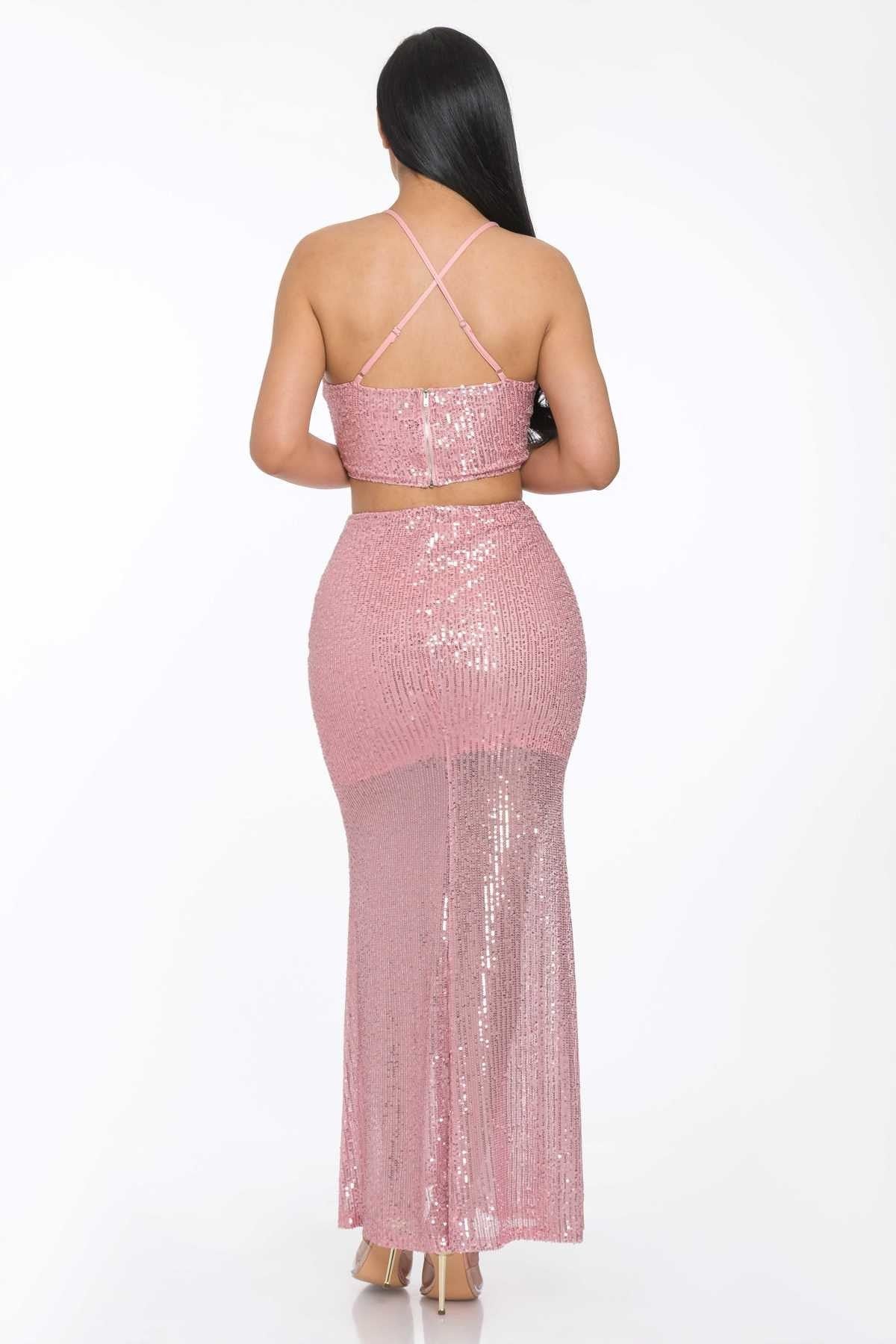 Sxy Back Sequin Maxi Dress