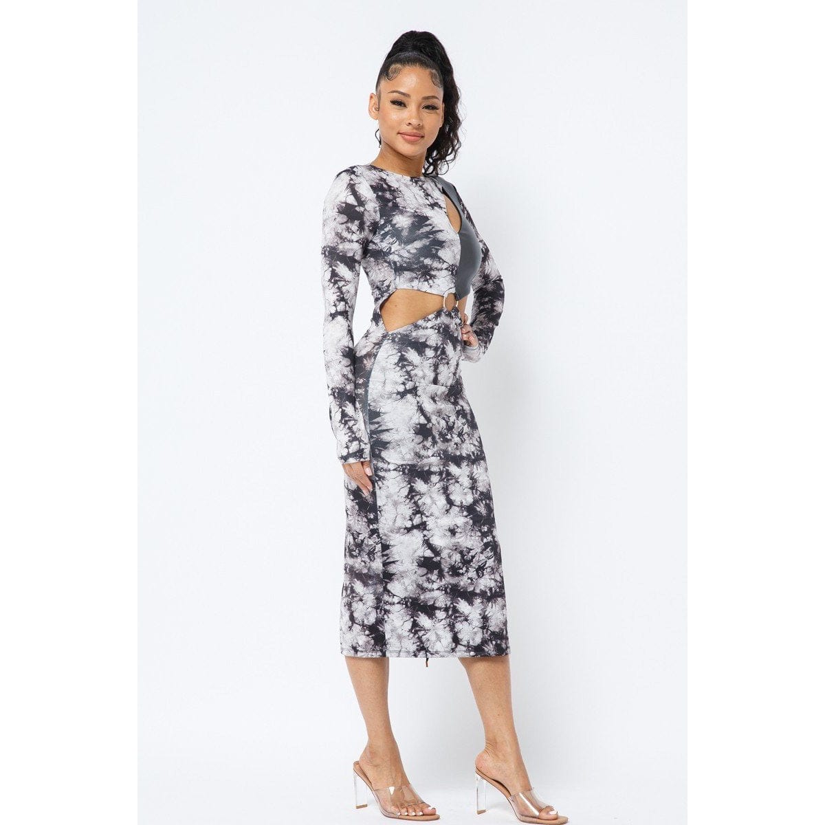 Tie Dye Long Sleeve Midi Dress