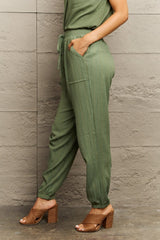 Tie Waist Long Pants with Pocket