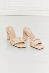 Top of the World Braided Block Heel Sandals in Beige