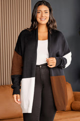 Plus Size Open Front Color Block Cardigan