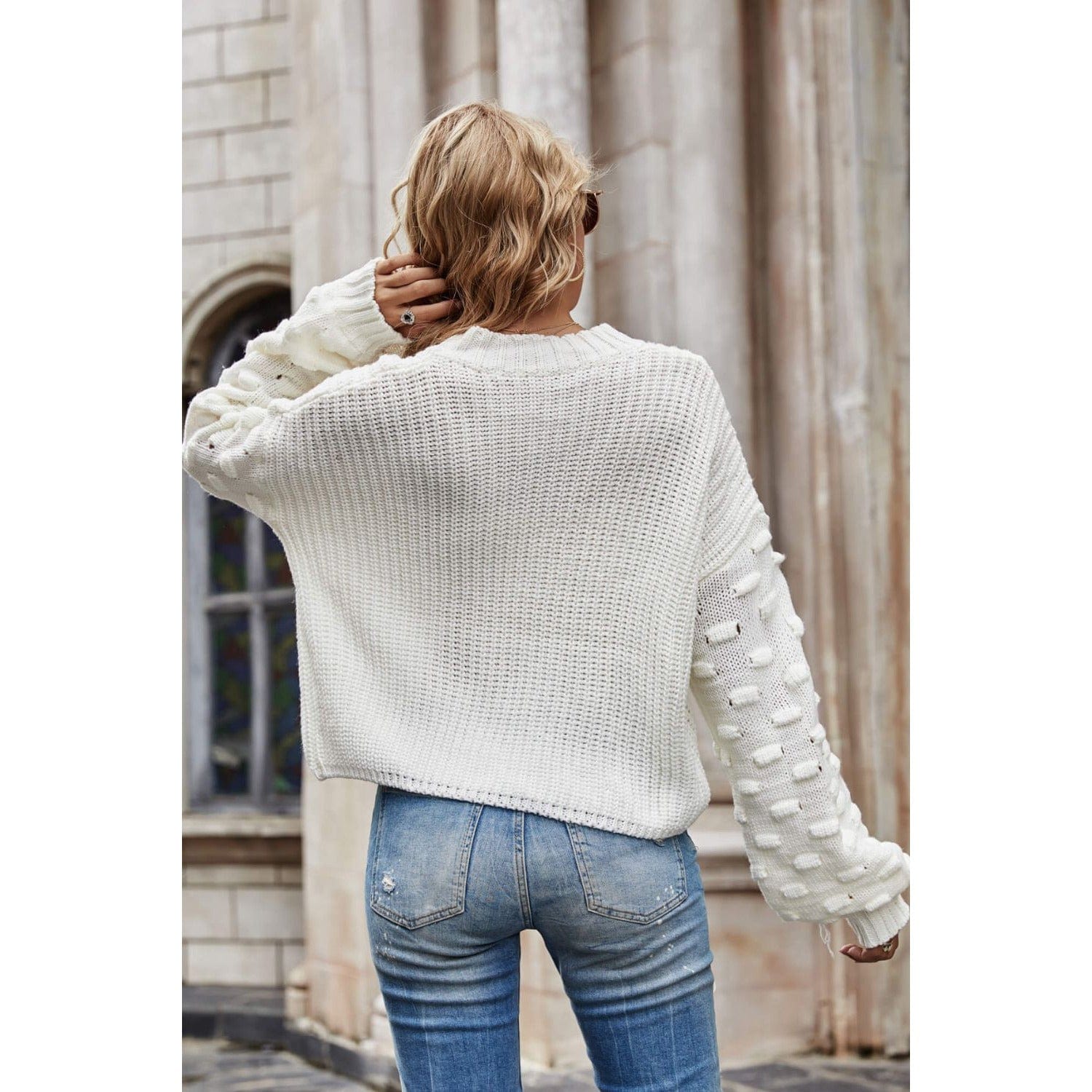 Weekend Style Rib-Knit Dropped Shoulder Sweater