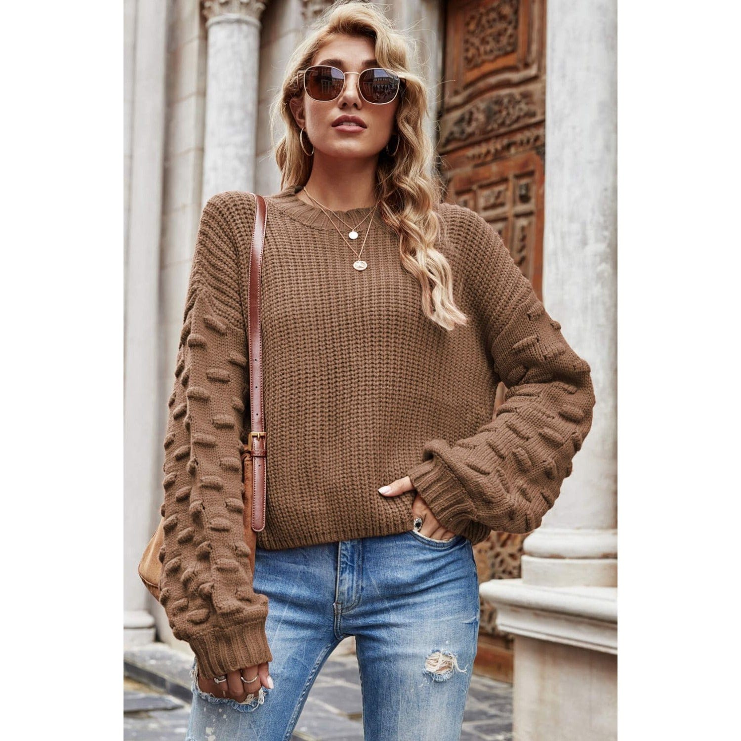 Weekend Style Rib-Knit Dropped Shoulder Sweater