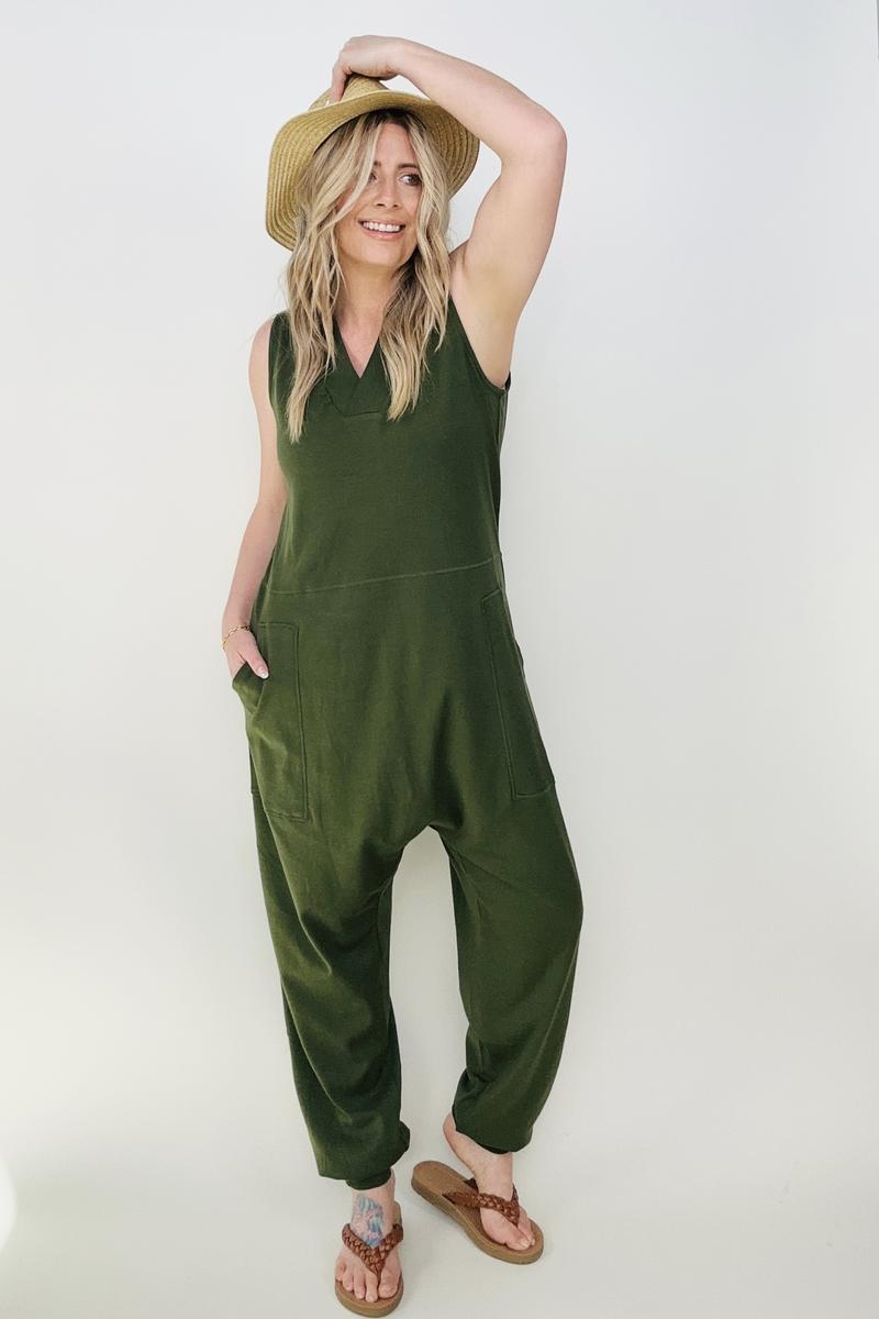 Zenana Solid Sleeveless Harem Jumpsuit